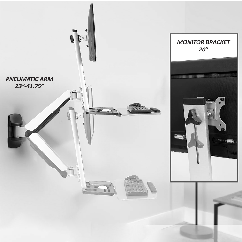 70-200-1 MODULAR SOLUTIONS MONITOR MOUNT WITH KEYBOARD TRAY HEIGHT ADJUSTABLE, ARTICULATING